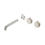 Nero Serenity Wall Basin Set 185mm Offset Spout Trim Kit Only Rome Travertine Handle Brushed Nickel 24D100BN