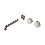 Nero Serenity Wall Basin Set 185mm Offset Spout Trim Kit Only Rome Travertine Handle Brushed Bronze 24D100BZ