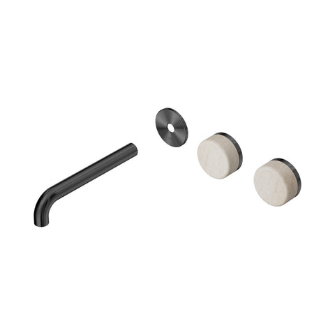 Nero Serenity Wall Basin Set 185mm Offset Spout Trim Kit Only Rome Travertine Handle Gunmetal 24D100GM