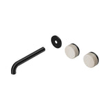 Nero Serenity Wall Basin Set 185mm Offset Spout Trim Kit Only Rome Travertine Handle Matte Black 24D100MB