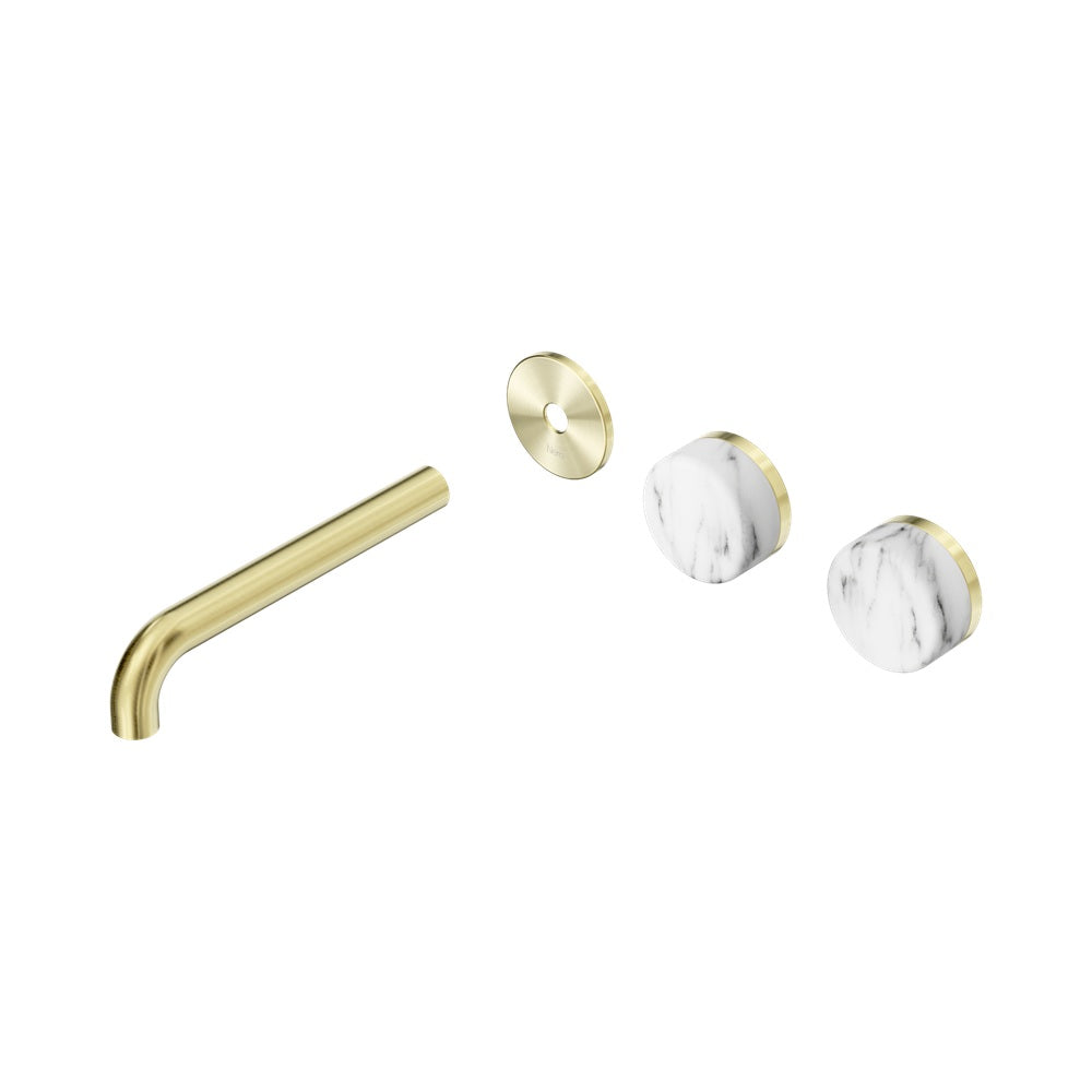 Nero Serenity Wall Basin Set 185mm Offset Spout Trim Kit Only Arabescato Corchia Handle Brushed Gold 24D101BG