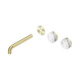 Nero Serenity Wall Basin Set 185mm Offset Spout Trim Kit Only Arabescato Corchia Handle Brushed Gold 24D101BG