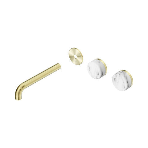 Nero Serenity Wall Basin Set 185mm Offset Spout Trim Kit Only Arabescato Corchia Handle Brushed Gold 24D101BG