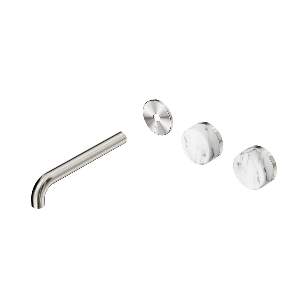 Nero Serenity Wall Basin Set 185mm Offset Spout Trim Kit Only Arabescato Corchia Handle Brushed Nickel 24D101BN