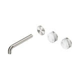Nero Serenity Wall Basin Set 185mm Offset Spout Trim Kit Only Arabescato Corchia Handle Brushed Nickel 24D101BN