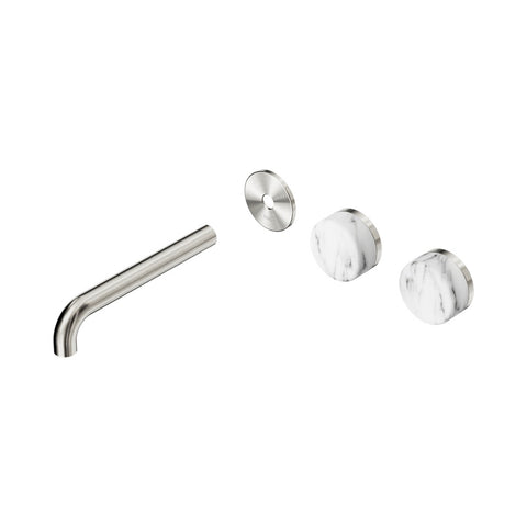 Nero Serenity Wall Basin Set 185mm Offset Spout Trim Kit Only Arabescato Corchia Handle Brushed Nickel 24D101BN