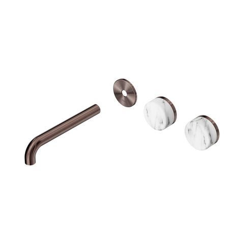 Nero Serenity Wall Basin Set 185mm Offset Spout Trim Kit Only Arabescato Corchia Handle Brushed Bronze 24D101BZ