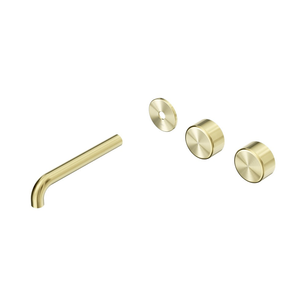 Nero Serenity Wall Basin Set 185mm Offset Spout Trim Kit Only Metal Handle Brushed Gold 24D103BG