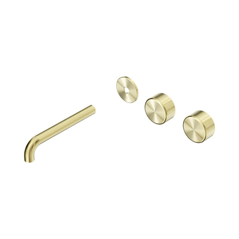 Nero Serenity Wall Basin Set 185mm Offset Spout Trim Kit Only Metal Handle Brushed Gold 24D103BG