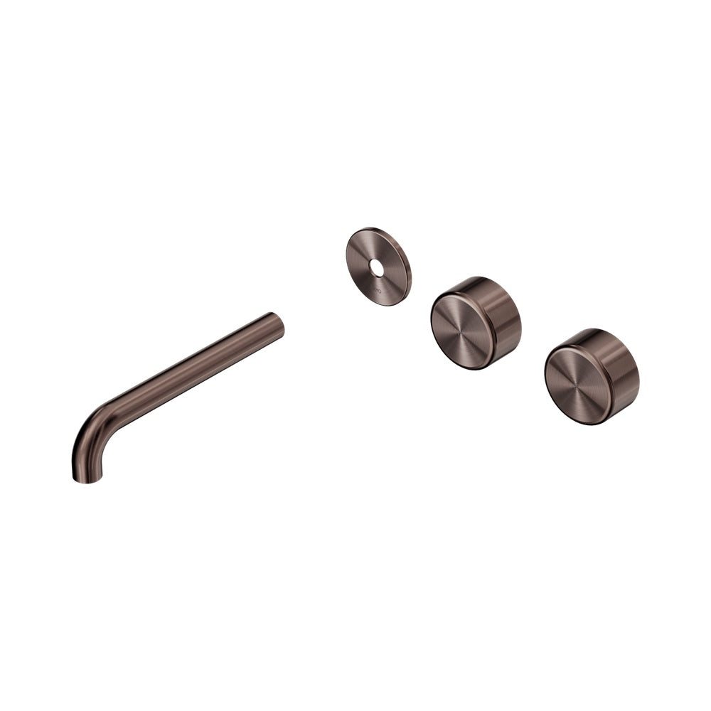 Nero Serenity Wall Basin Set 185mm Offset Spout Trim Kit Only Metal Handle Brushed Bronze 24D103BZ