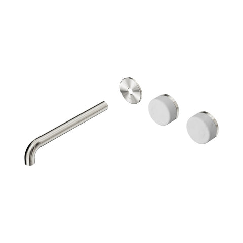 Nero Serenity Wall Basin Set 220mm Offset Spout Trim Kit Only Carrara Handle Brushed Nickel 24D104BN