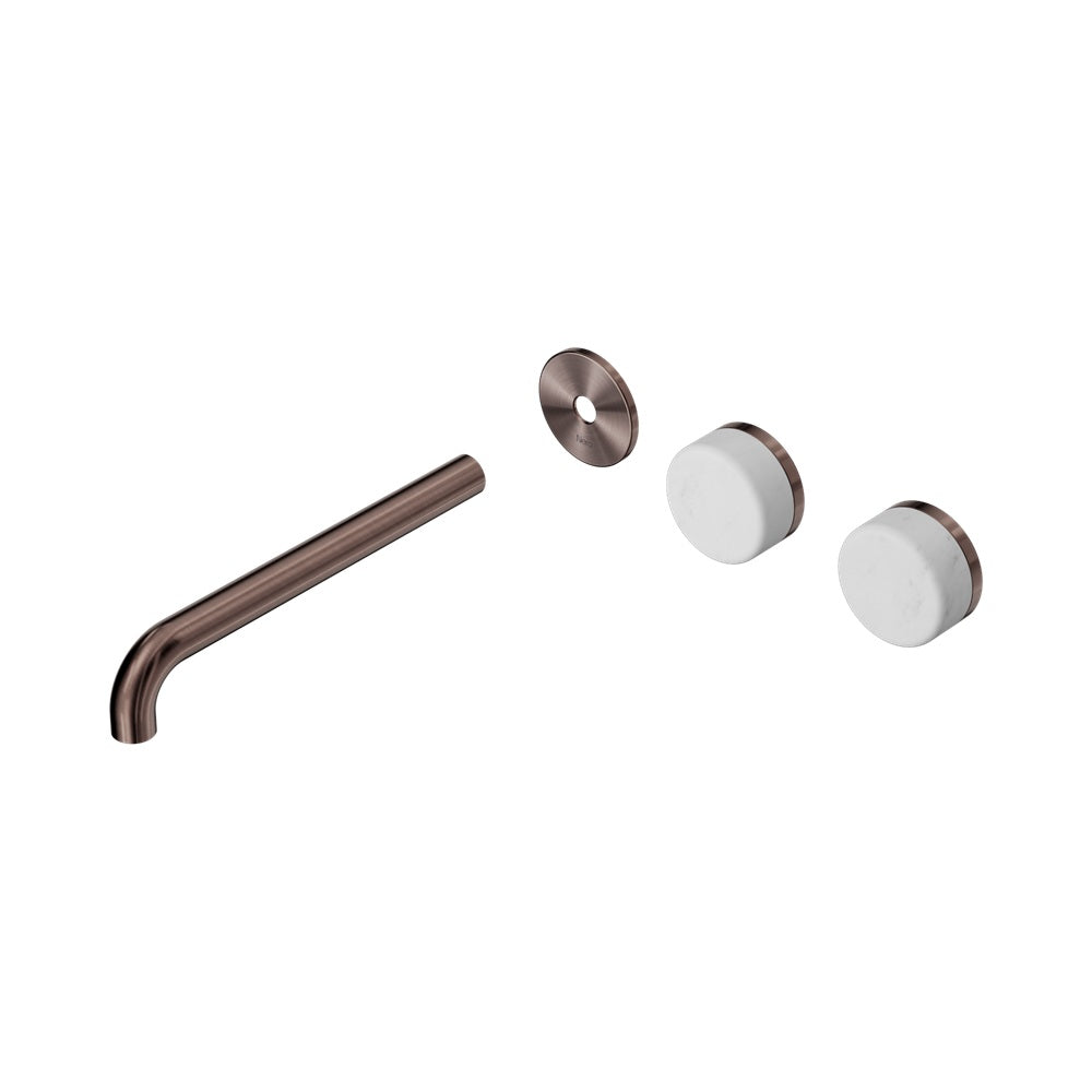 Nero Serenity Wall Basin Set 220mm Offset Spout Trim Kit Only Carrara Handle Brushed Bronze 24D104BZ