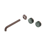 Nero Serenity Wall Basin Set 220mm Offset Spout Trim Kit Only Verde Alpi Handle Brushed Bronze 24D105BZ