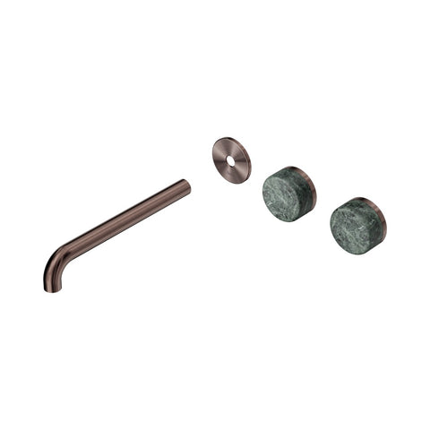 Nero Serenity Wall Basin Set 220mm Offset Spout Trim Kit Only Verde Alpi Handle Brushed Bronze 24D105BZ