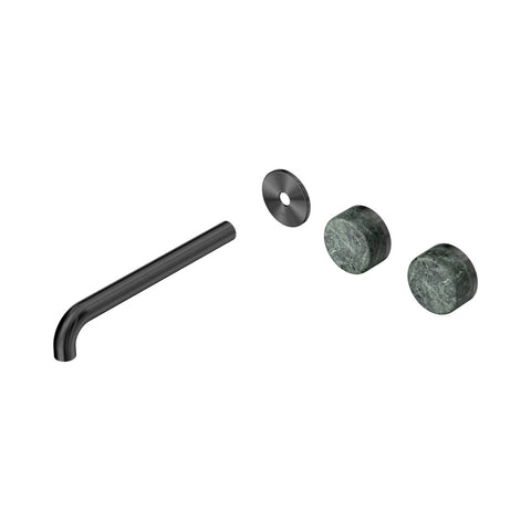 Nero Serenity Wall Basin Set 220mm Offset Spout Trim Kit Only Verde Alpi Handle Gunmetal 24D105GM
