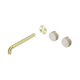 Nero Serenity Wall Basin Set 220mm Offset Spout Trim Kit Only Rome Travertine Handle Brushed Gold 24D106BG