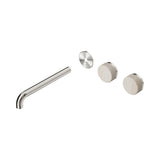Nero Serenity Wall Basin Set 220mm Offset Spout Trim Kit Only Rome Travertine Handle Brushed Nickel 24D106BN