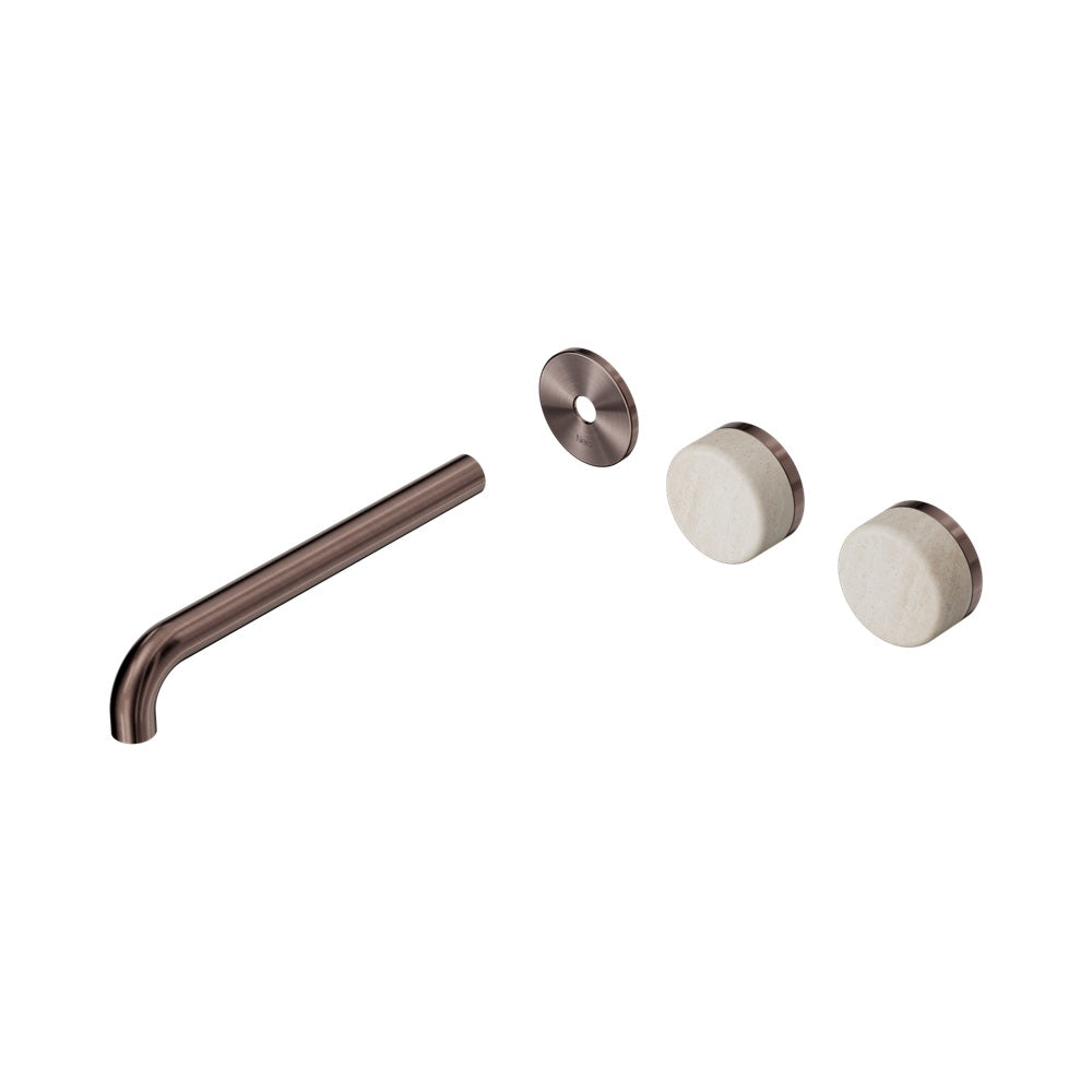 Nero Serenity Wall Basin Set 220mm Offset Spout Trim Kit Only Rome Travertine Handle Brushed Bronze 24D106BZ