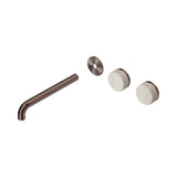 Nero Serenity Wall Basin Set 220mm Offset Spout Trim Kit Only Rome Travertine Handle Brushed Bronze 24D106BZ