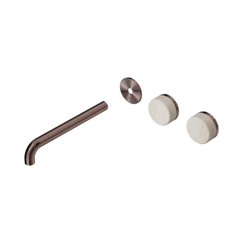 Nero Serenity Wall Basin Set 220mm Offset Spout Trim Kit Only Rome Travertine Handle Brushed Bronze 24D106BZ