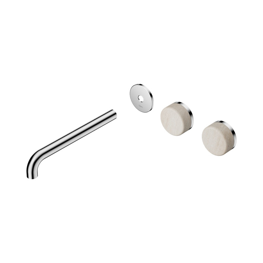 Nero Serenity Wall Basin Set 220mm Offset Spout Trim Kit Only Rome Travertine Handle Chrome 24D106CH