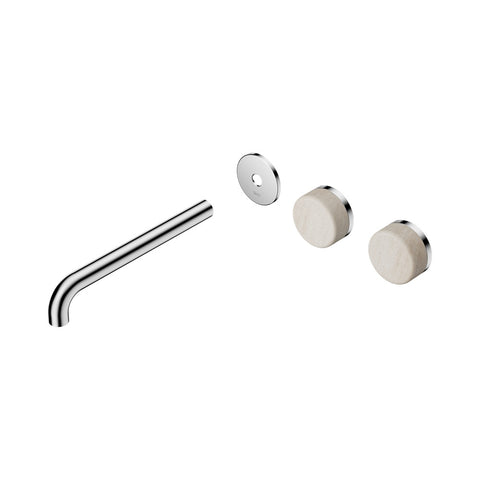Nero Serenity Wall Basin Set 220mm Offset Spout Trim Kit Only Rome Travertine Handle Chrome 24D106CH