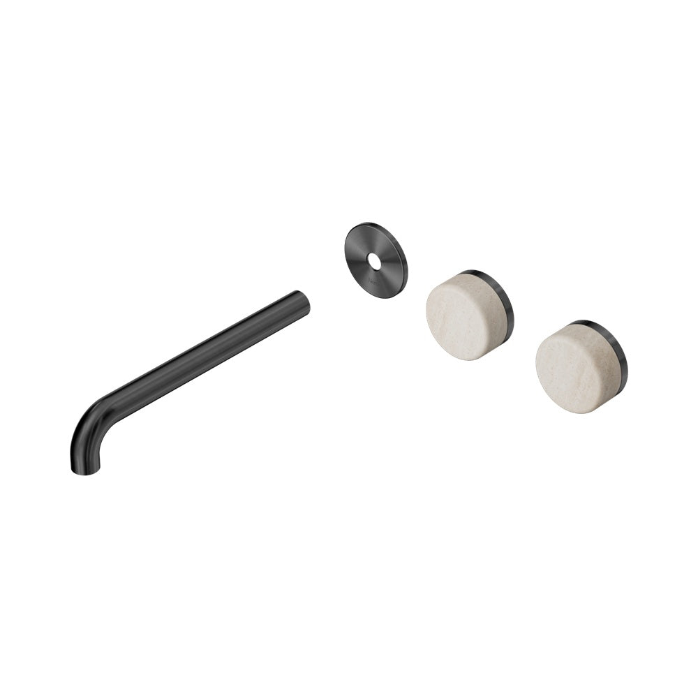 Nero Serenity Wall Basin Set 220mm Offset Spout Trim Kit Only Rome Travertine Handle Gunmetal 24D106GM