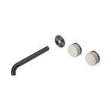 Nero Serenity Wall Basin Set 220mm Offset Spout Trim Kit Only Rome Travertine Handle Gunmetal 24D106GM