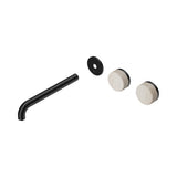 Nero Serenity Wall Basin Set 220mm Offset Spout Trim Kit Only Rome Travertine Handle Matte Black 24D106MB