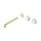 Nero Serenity Wall Basin Set 220mm Offset Spout Trim Kit Only Arabescato Corchia Handle Brushed Gold 24D107BG