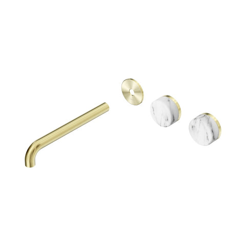 Nero Serenity Wall Basin Set 220mm Offset Spout Trim Kit Only Arabescato Corchia Handle Brushed Gold 24D107BG