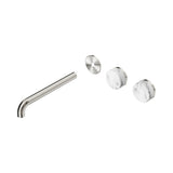 Nero Serenity Wall Basin Set 220mm Offset Spout Trim Kit Only Arabescato Corchia Handle Brushed Nickel 24D107BN