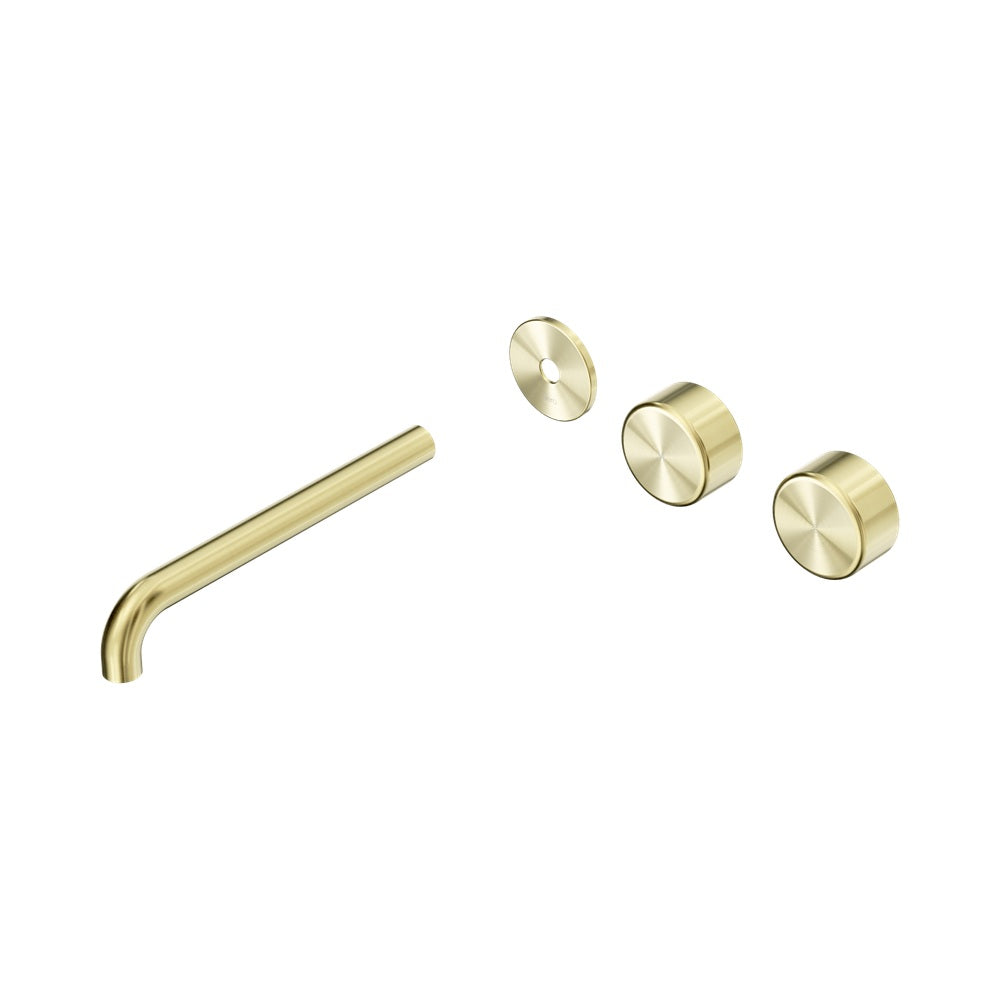 Nero Serenity Wall Basin Set 220mm Offset Spout Trim Kit Only Metal Handle Brushed Gold 24D109BG