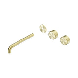 Nero Serenity Wall Basin Set 220mm Offset Spout Trim Kit Only Metal Handle Brushed Gold 24D109BG