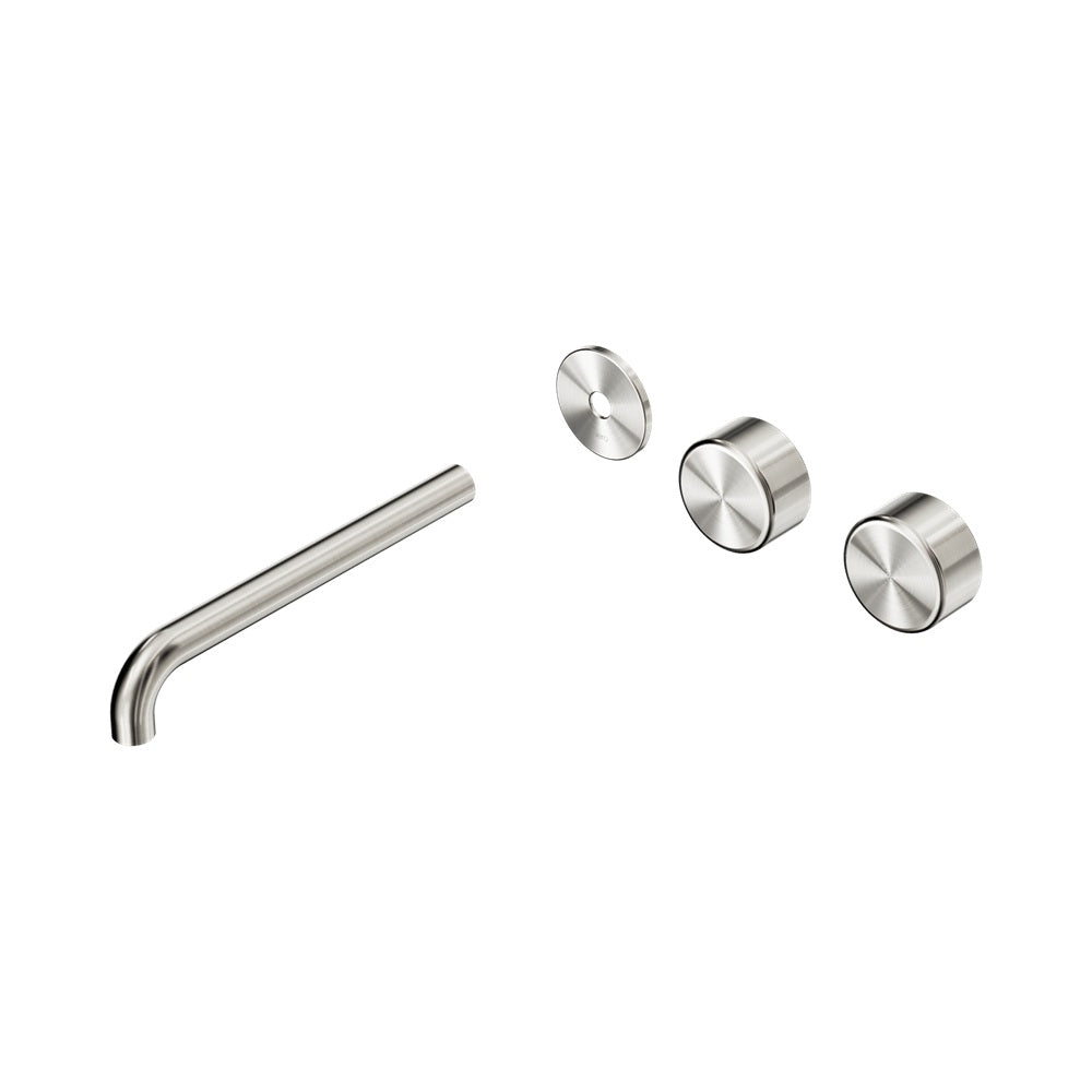 Nero Serenity Wall Basin Set 220mm Offset Spout Trim Kit Only Metal Handle Brushed Nickel 24D109BN