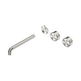 Nero Serenity Wall Basin Set 220mm Offset Spout Trim Kit Only Metal Handle Brushed Nickel 24D109BN