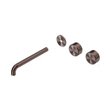 Nero Serenity Wall Basin Set 220mm Offset Spout Trim Kit Only Metal Handle Brushed Bronze 24D109BZ