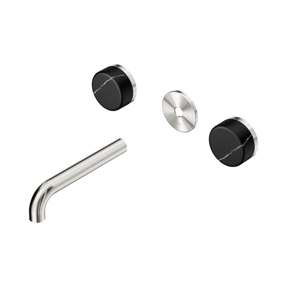 Nero Serenity Wall Basin Set 160mm Spout Trim Kit Only Marquina Black Handle Brushed Nickel 24D110BN