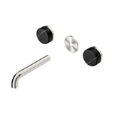 Nero Serenity Wall Basin Set 160mm Spout Trim Kit Only Marquina Black Handle Brushed Nickel 24D110BN