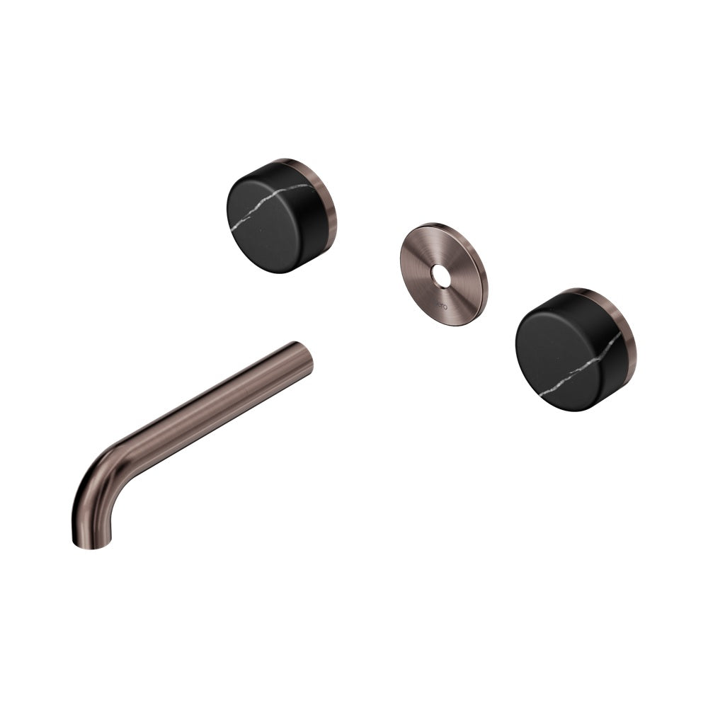 Nero Serenity Wall Basin Set 160mm Spout Trim Kit Only Marquina Black Handle Brushed Bronze 24D110BZ