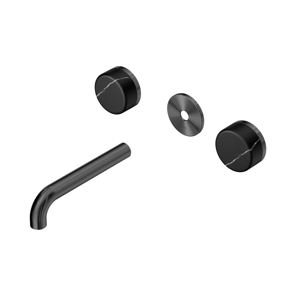 Nero Serenity Wall Basin Set 160mm Spout Trim Kit Only Marquina Black Handle Gunmetal 24D110GM