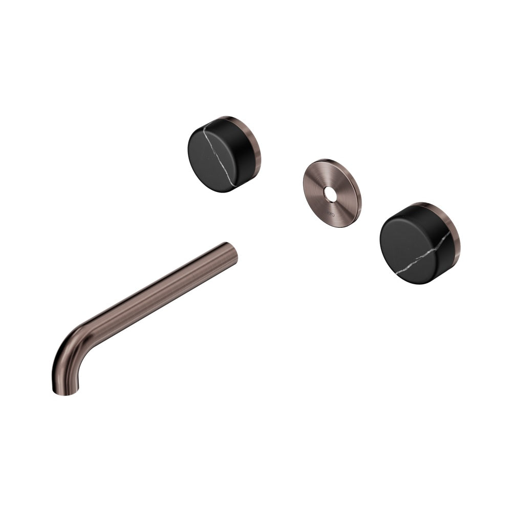 Nero Serenity Wall Basin Set 185mm Spout Trim Kit Only Marquina Black Handle Brushed Bronze 24D111BZ
