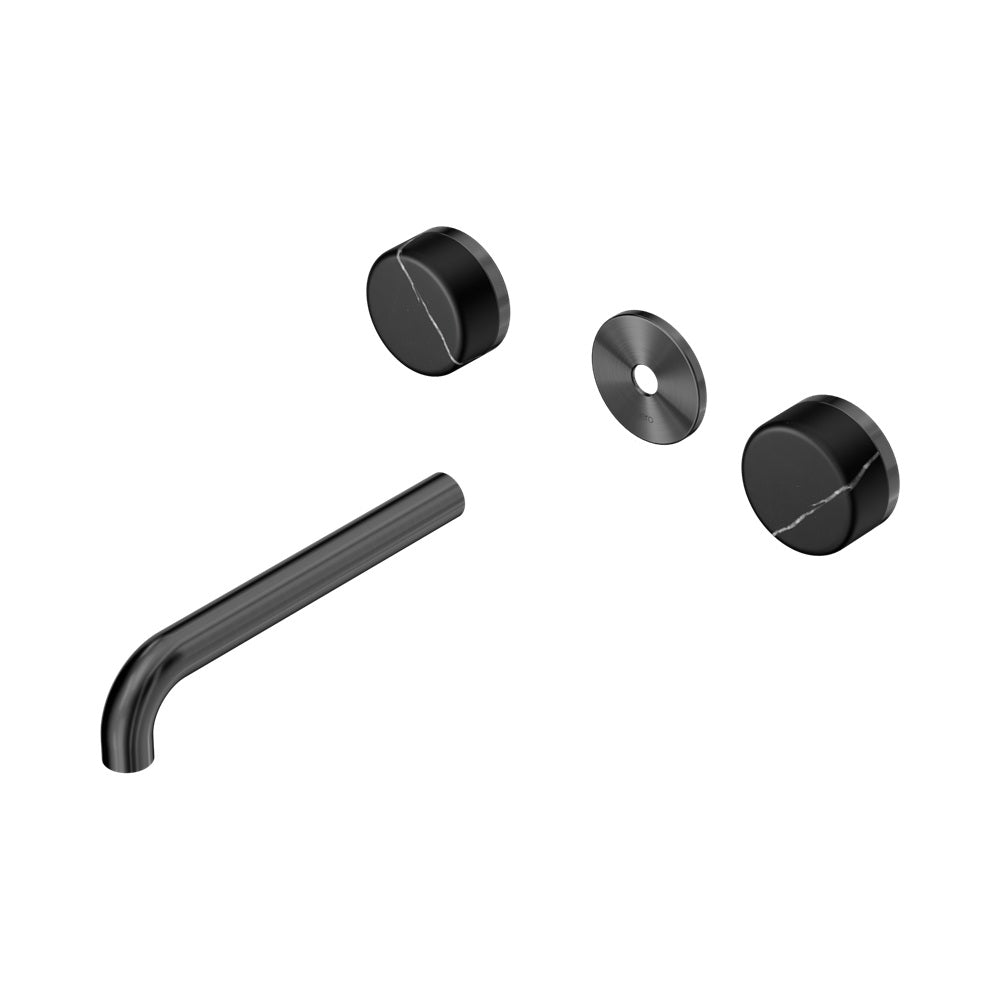 Nero Serenity Wall Basin Set 185mm Spout Trim Kit Only Marquina Black Handle Gunmetal 24D111GM