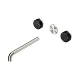Nero Serenity Wall Basin Set 220mm Spout Trim Kit Only Marquina Black Handle Brushed Nickel 24D112BN