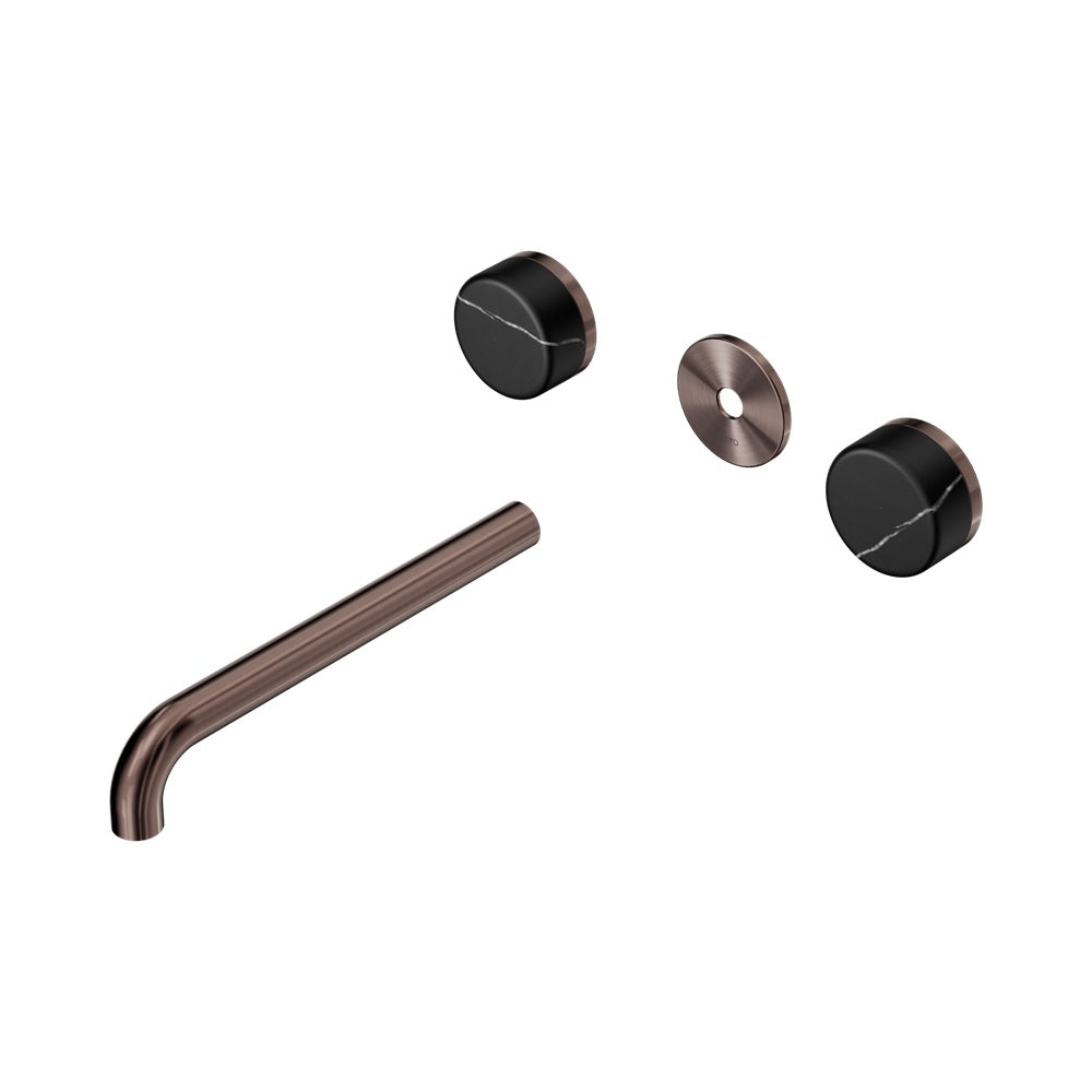 Nero Serenity Wall Basin Set 220mm Spout Trim Kit Only Marquina Black Handle Brushed Bronze 24D112BZ