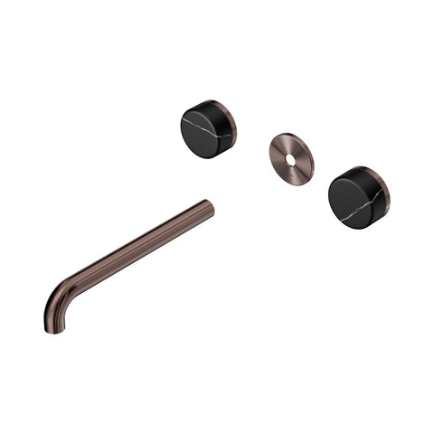 Nero Serenity Wall Basin Set 220mm Spout Trim Kit Only Marquina Black Handle Brushed Bronze 24D112BZ