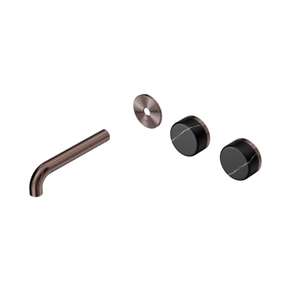 Nero Serenity Wall Basin Set 160mm Offset Spout Trim Kit Only Marquina Black Handle Brushed Bronze 24D113BZ