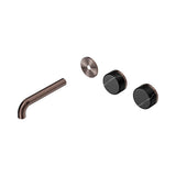 Nero Serenity Wall Basin Set 160mm Offset Spout Trim Kit Only Marquina Black Handle Brushed Bronze 24D113BZ
