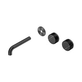 Nero Serenity Wall Basin Set 160mm Offset Spout Trim Kit Only Marquina Black Handle Gunmetal 24D113GM