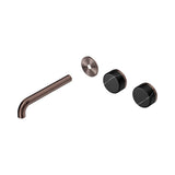 Nero Serenity Wall Basin Set 185mm Offset Spout Trim Kit Only Marquina Black Handle Brushed Bronze 24D114BZ